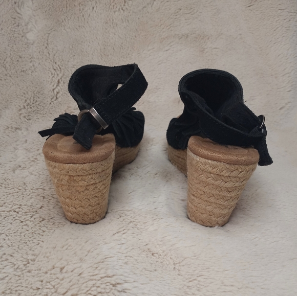 Minnetonka Ashley Western Fringe Bohemian Espadrille Wedge Bikercore Slingback - Picture 8 of 10